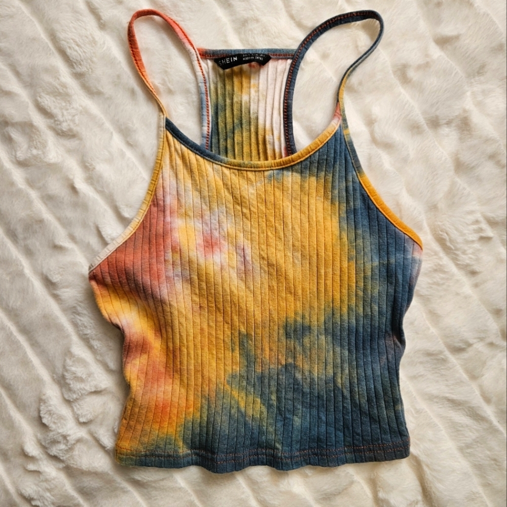 Shein Tie-Dye Racerback Cropped Tank Top, Women's size Small